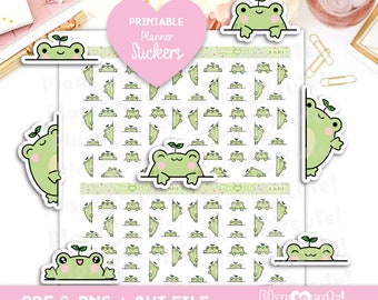 Sapi the Frog, Peek a Boo Stickers, Cute Frog Stickers, Printable Planner Stickers