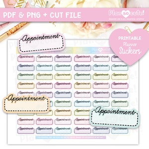 Appointment Printable Planner Stickers, Functional Stickers, Cricut and Silhouette files, Bullet Journal Stickers