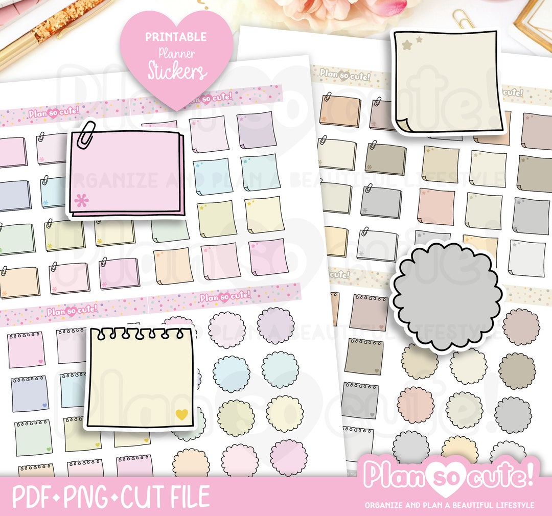 Doodle Sticky Notes Stickers, Printable Planner Stickers, Bullet ...