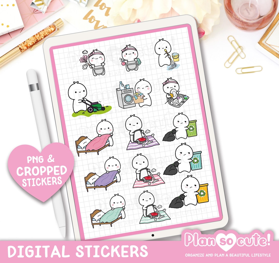 Tiny Puppet Chores Digital Stickers, Goodnotes Stickers, Tinny Puppet ...