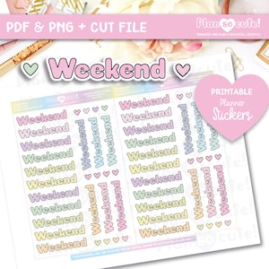 Weekend Printable Planner Stickers, Cricut and Silhouette files, Erin Condren Stickers