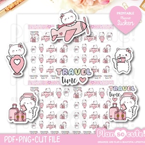 Katy Reisezeit, Ausdruckbare Planer Sticker, Bullet Journal Sticker, Erin Condren Sticker