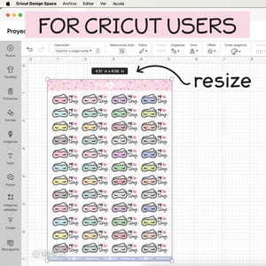 May include: A digital design for Cricut users featuring a sheet of sleep mask stickers in various colors. The text "ME time" is included on each sticker. The design measures 4.51 x 6.56 inches.