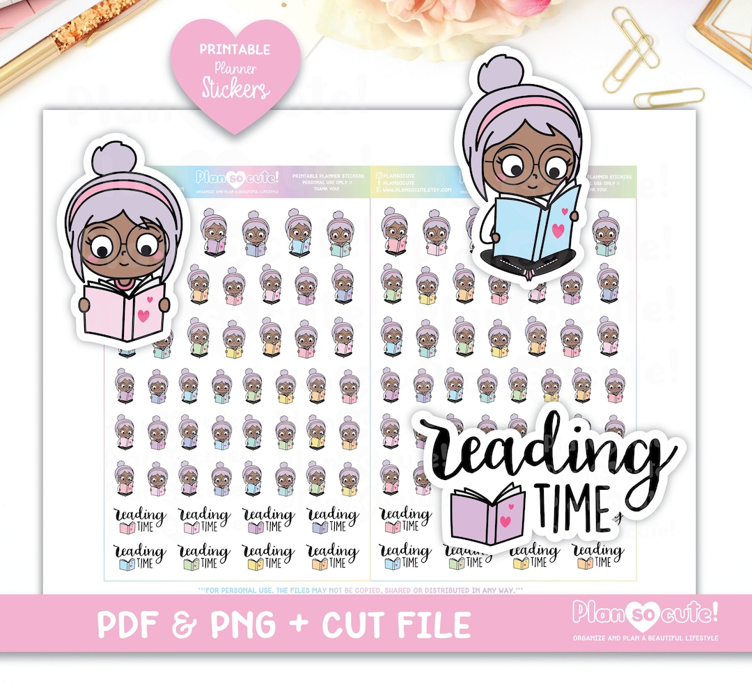 Emily Reading Time Printable Planner Stickers, Read Stickers, Emily ...