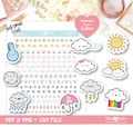 Cute Kawaii Weather, Printable Planner Stickers product logo