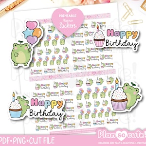 Autocollants Sapi Happy Birthday, autocollants planificateur imprimables, autocollants Bullet Journal