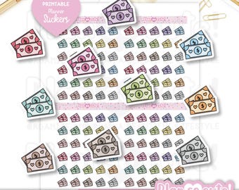 Money Stickers, Kawaii Stickers, Printable Planner Stickers, Bullet Journal Stickers, Erin Condren Stickers, Hobonichi stickers