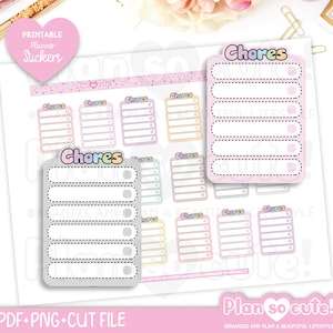 Klusjes checklist stickers, afdrukbare planner stickers, Bullet Journal stickers