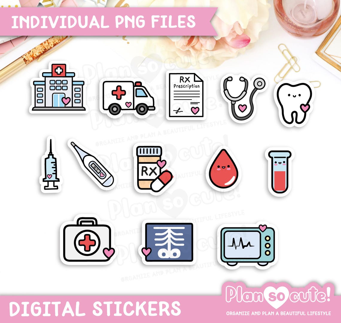 Sticker Medico Medical Icons Digital Stickers, Individual PNG Stickers, Digital ...
