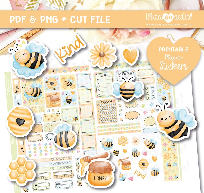Little Bees Hobo Weeks Kit Printable Planner Stickers Cute - Etsy
