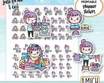 Laundry Printable, Printable Planner Stickers, Doodle Stickers