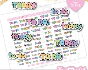 To do, Today Fluffy Script, Printable Planner Stickers