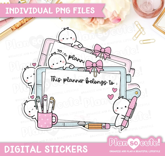 This Planner belongs to, Digital Stickers, Individual PNG stickers, Digital Planner Stickers