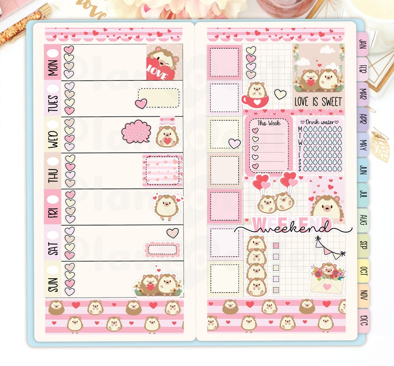 Hobonichi Weeks Kit, Printable Planner Stickers, Valentines Sticker Kit ...