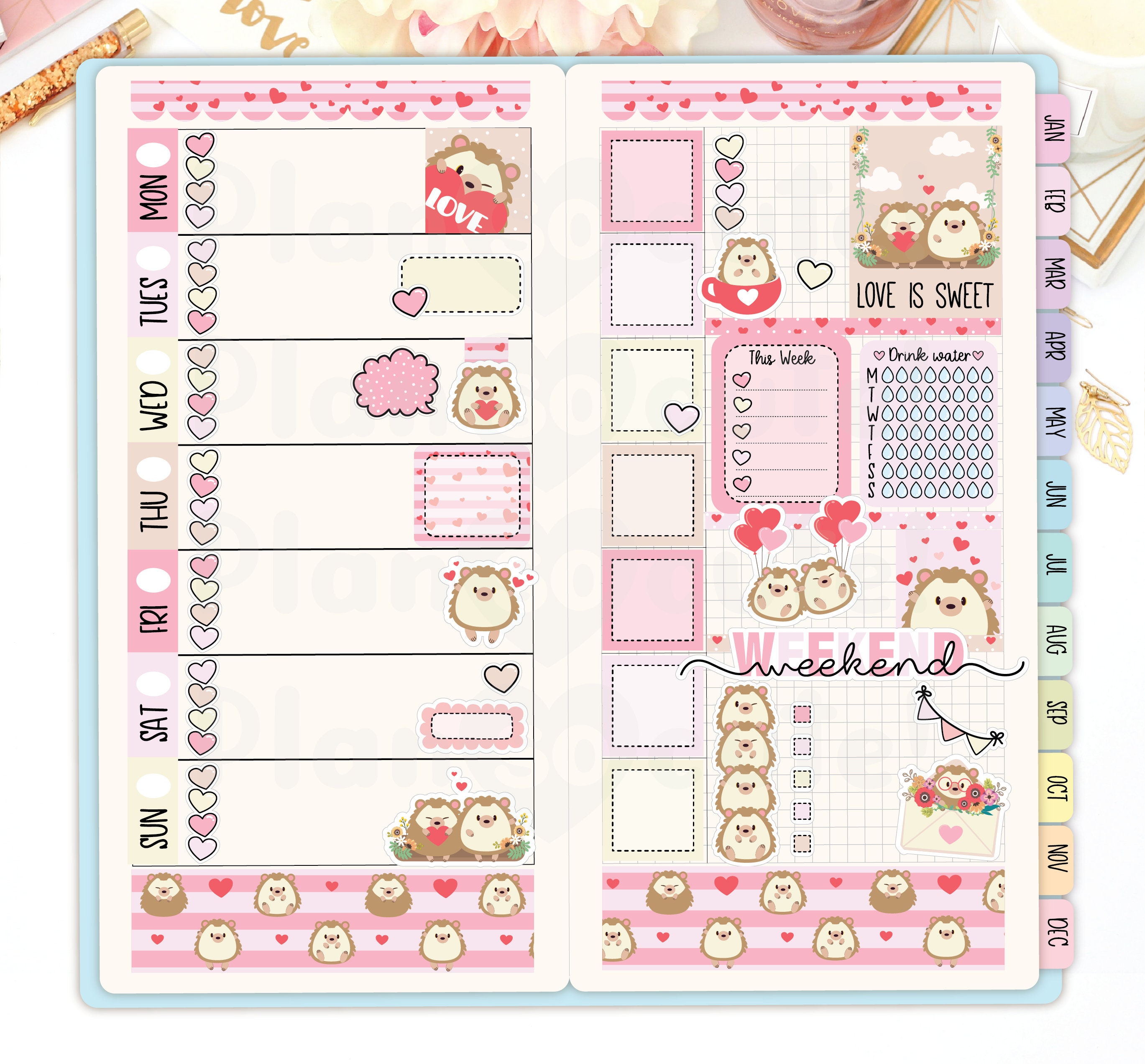 Hobonichi Weeks Kit, Printable Planner Stickers, Valentines Sticker Kit ...