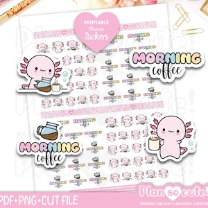 Xo Morning Coffee Stickers, But first Coffee, Coffee Please Stickers, Printable Planner Stickers, Bullet Journal Stickers