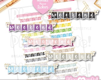 Weekend Banner, Printable Planner Stickers