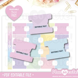 EDITIERBARE Monats-Tabs, Bearbeitbare Datei für Adobe Reader, Pastellfarben, Ausdruckbare Planer-Sticker-Tabs