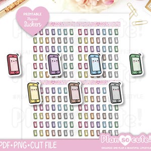 Autocollants de téléphone portable, autocollants Kawaii, autocollants de planificateur imprimables, autocollants Bullet Journal, autocollants Erin Condren, autocollants Hobonichi