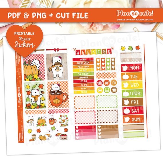 Mini Kit Erin Condren Autumn Printable Planner Stickers Cleo - Etsy