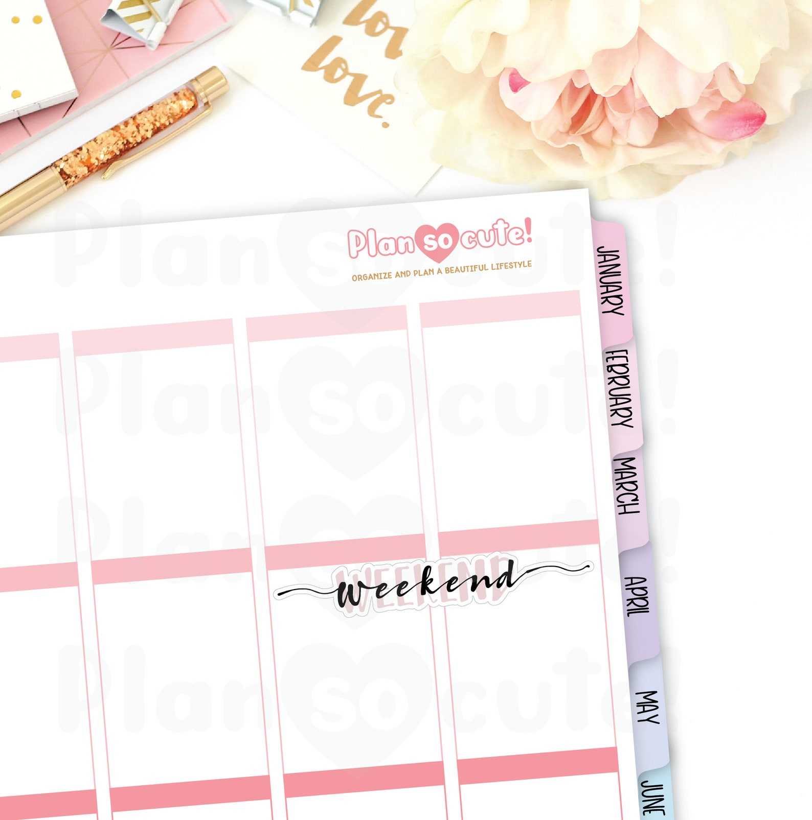 WEEKEND Script Printable Planner Stickers Script Stickers | Etsy