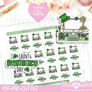 Utskrivbara skrivbordsklistermärken för St. Patricks dag, utskrivbara planeringsklistermärken, bullet journal-klistermärken