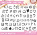 Daily Icons Digital Stickers, Individual PNG stickers, Digital Planner Stickers product logo