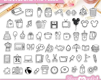 Daily Icons Digital Stickers, Individual PNG stickers, Digital Planner Stickers