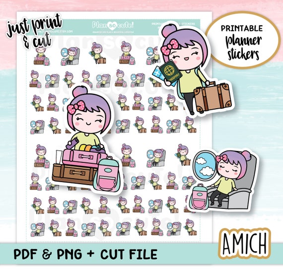 Travel Printable, Printable Planner Stickers, Hobonichi printable, Doodle Stickers, Cricut and SS files
