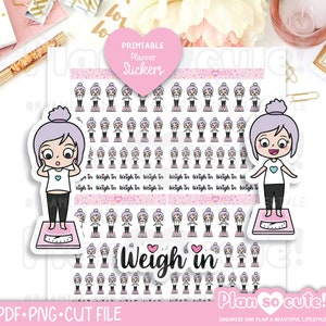 Emily Weigh in, Printable Stickers, Planner Stickers, Cricut and Silhouette Files, personal use
