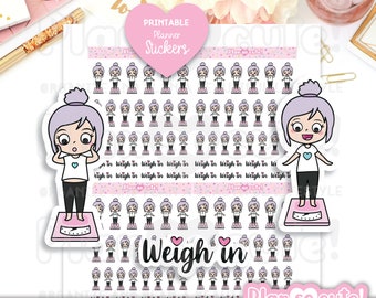 Emily Weigh in, Printable Stickers, Planner Stickers, Cricut and Silhouette Files, personal use