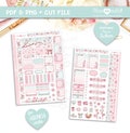 Sakura Hobo Weeks Kit, Printable Planner Stickers, Cherry Blossom
