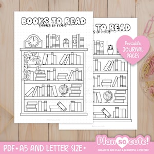 Books to Read Tracker, Printable Journal Page, Bullet Journal Printable, A5 and Letter size