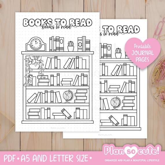 Books to Read Tracker, Printable Journal Page, Bullet Journal Printable, A5 and Letter size