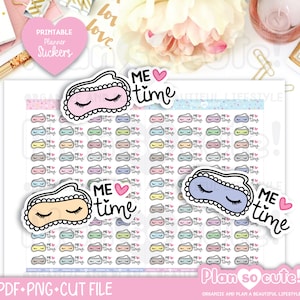 Nickerchenzeit, Schlafmaske, druckbare Planeraufkleber, Bullet Journal Aufkleber