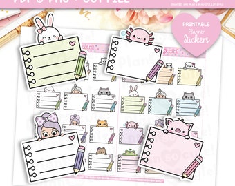 Peek a boo Notes, Kawaii Stickers, Printable Planner Stickers
