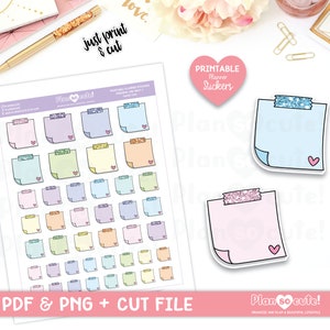 Doodle Glitzer Washi Sticky Notes, druckbare Planer Sticker, Doodle Sticker