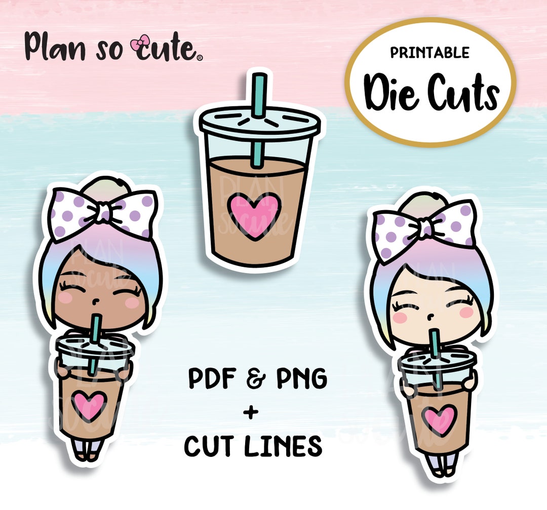 Digital Die Cuts, Iced Coffee Frapuccino, Planner Girl. Cricut and ...