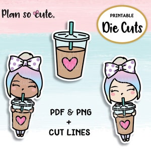 Digital Die cuts, Iced Coffee Frapuccino, Planner Girl. Cricut and Silhouette files. Personal use only.