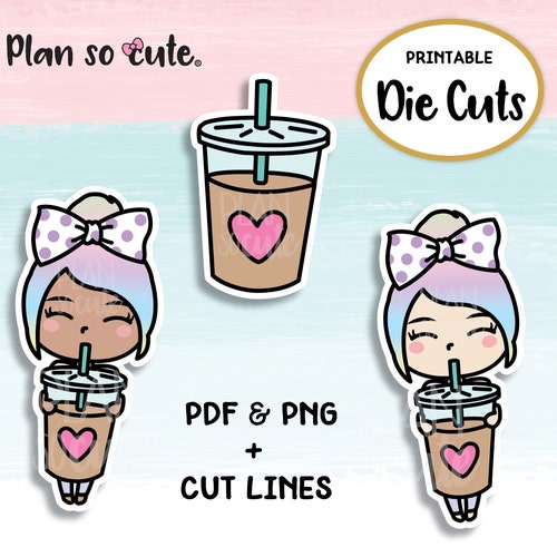 Digital Die Cuts Iced Coffee Frapuccino Planner Girl. Cricut - Etsy
