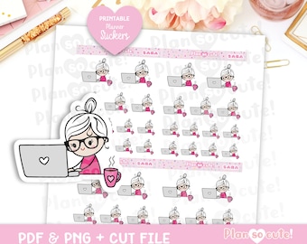 Sara Working day Stickers, Printable Stickers, Printable Planner Stickers, Personal use only.