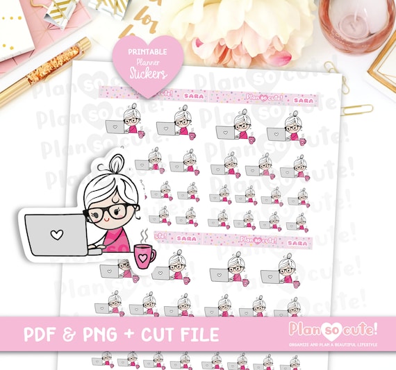 Sara Working day Stickers, Printable Stickers, Printable Planner Stickers, Personal use only.