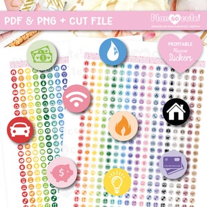 Finanzsymbole, druckbare Planeraufkleber, Cricut- und Silhouette-Dateien, Bullet Journal-Aufkleber, Erin Condren-Aufkleber