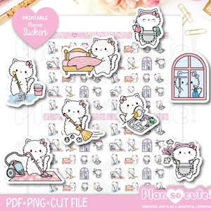 Katy Chores, adesivi stampabili per planner, adesivi per bullet journal, adesivi Erin Condren