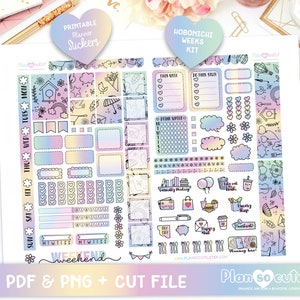 Kit settimane primaverili Hobonichi, adesivi pianificabili stampabili, primavera carina, primavera arcobaleno, kit Hobonichi