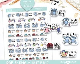 Laundry Time, Laundry Day, Printable Planner Stickers, Erin Condren Stickers