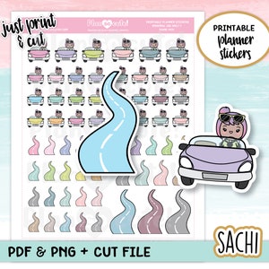Road trip, Printable Planner Stickers, Cricut and silhouette files, Doodle Stickers