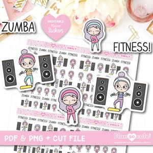 Emily Zumba Fitness, Printable Planner Stickers, Bullet Journal Stickers, Erin Condren Stickers
