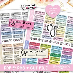 Doctor Appointment, Rainbow, Pastel and Neutral colors. Printable Planner Stickers