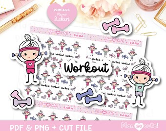 Sara Workout, Workout, Printable Stickers, Printable Planner Stickers